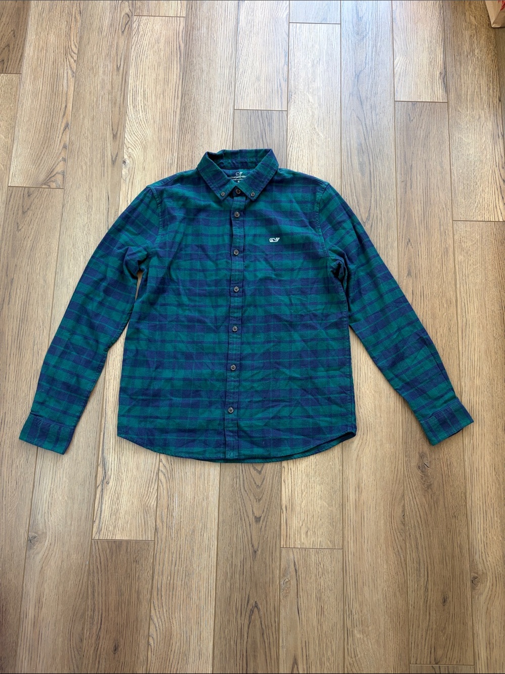 Vineyard Vines | Green and Navy Plaid Button-Down Shirt
